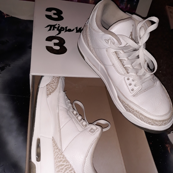 Jordan retro 3s triple white sz 10.5 - Picture 4 of 6